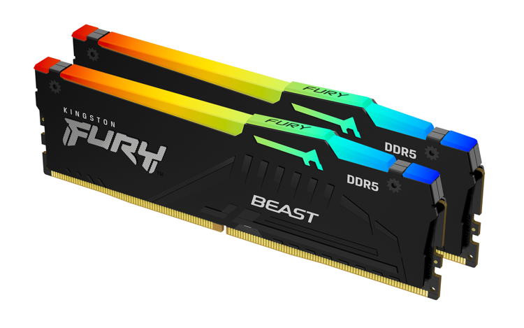 KINGSTON 32GB 4800MHz DDR5 CL38 DIMM (2 darabos készlet) FURY Beast RGB