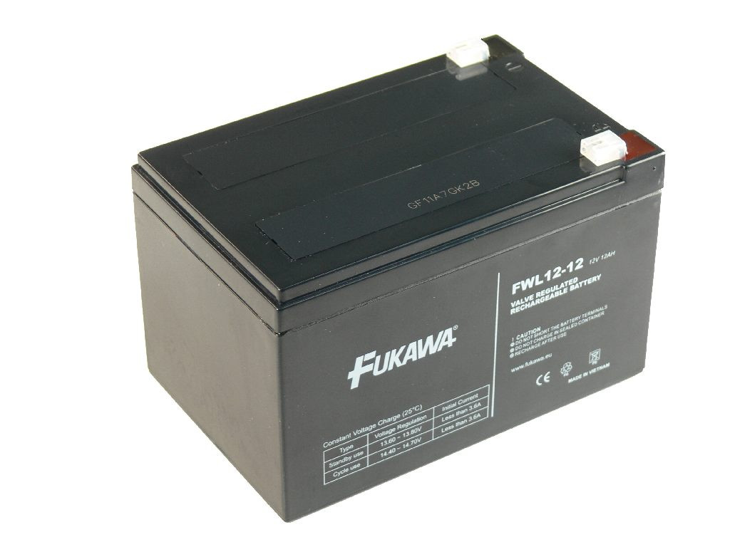 FUKAWA akkumulátor FW 12-12 (12V; 12Ah; faston 6,3mm; élettartam 5év)