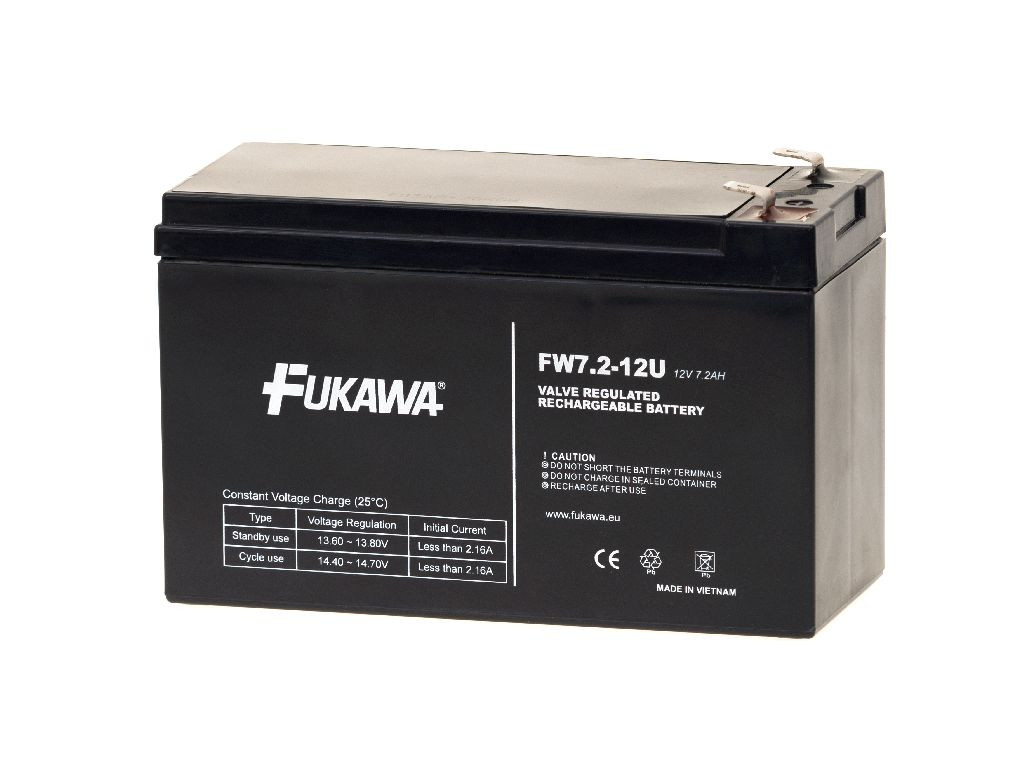 FUKAWA akkumulátor FW 7,2-12 F2U (12V; 7,2Ah; faston F2-6,3mm; élettartam 5év)