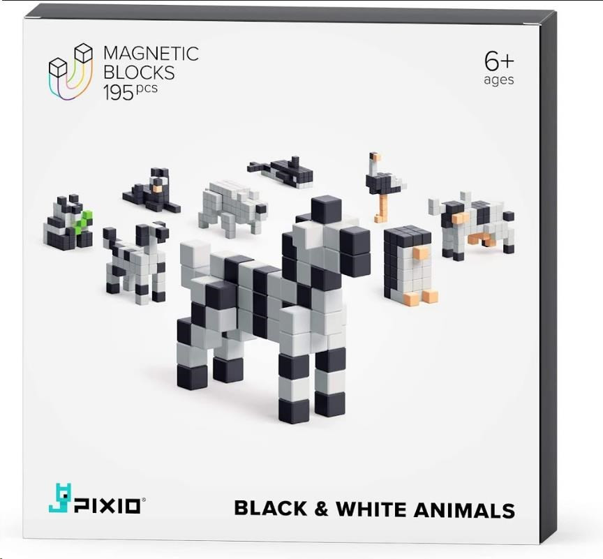 PIXIO Fekete-fehér állatok mágneses készlet