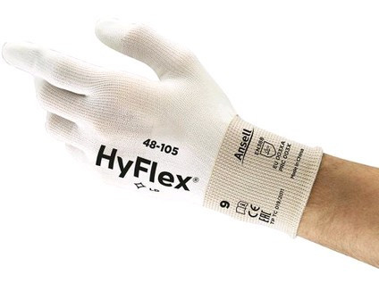 Bevonatos kesztyű ANSELL HYFLEX 48-105, fehér, 8-as méret