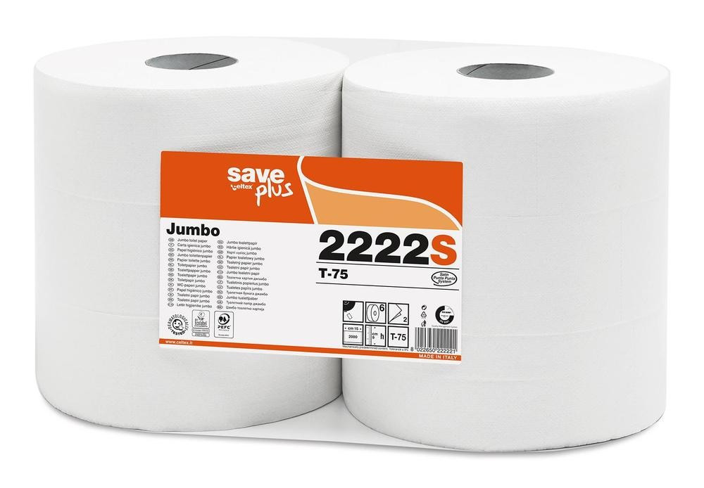 WC papír Jumbo 265mm 2vrs. fehér 6db Celtex S-Plus / akciós teljes csomag 6 tekercs