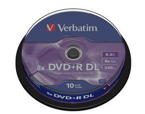 VERBATIM DVD + R (10-es csomag) Kétrétegű / 8x / 8,5 GB / orsó