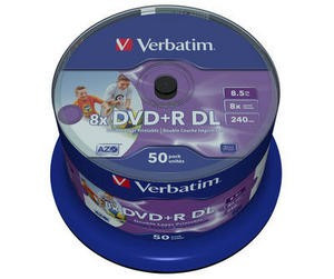VERBATIM DVD + R (50 csomag) DoubleLayer / Spindle / 8X / 8,5 GB / Nyomtatható / NoID