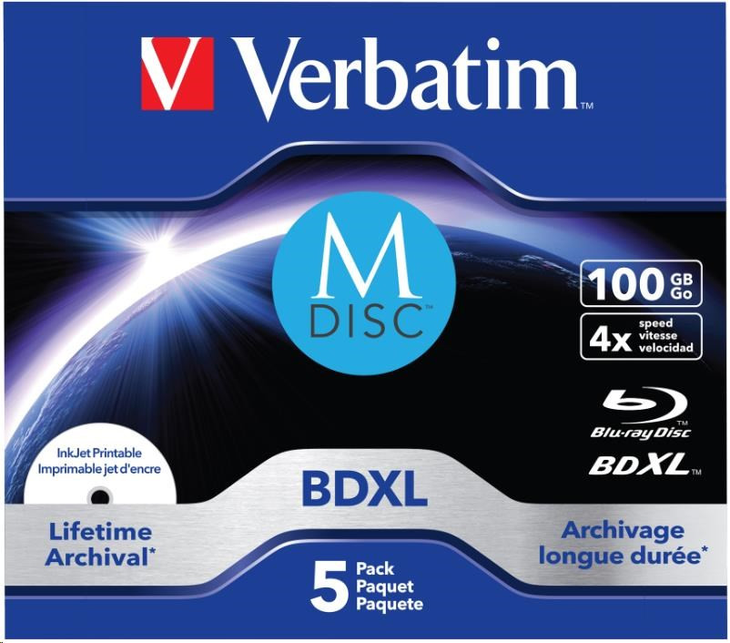 VERBATIM MDisc BDXL (5 darabos) Jewel / 4x / 100 GB