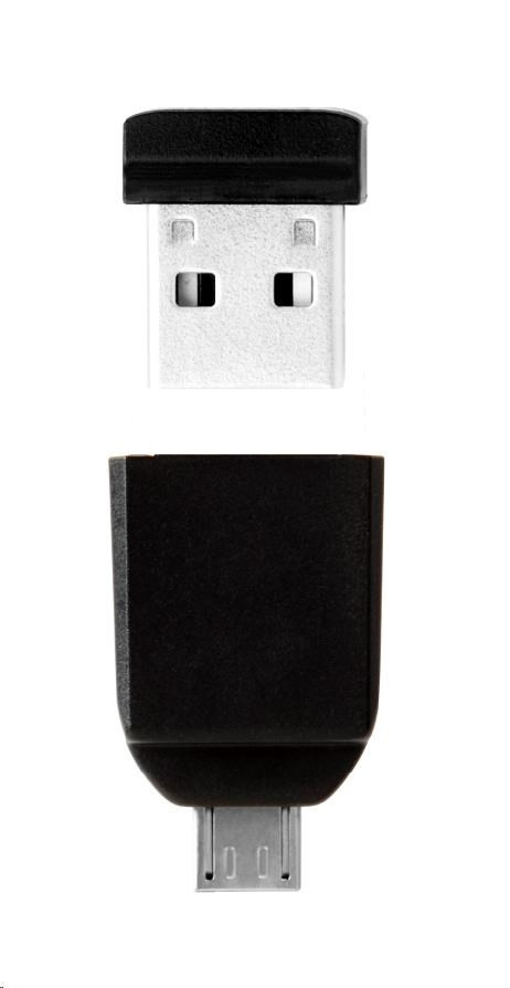 VERBATIM flash meghajtó 16 GB Store 'n' Stay NANO + micro USB OTG adapter, USB 2.0, fekete