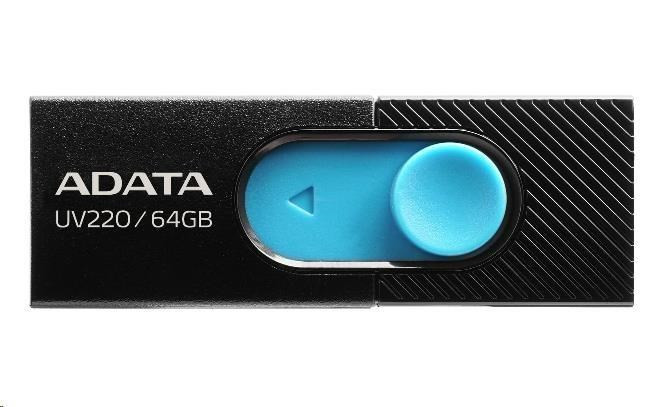 ADATA Flash Disk 64 GB UV220, USB 2.0 Dash Drive, fekete/kék