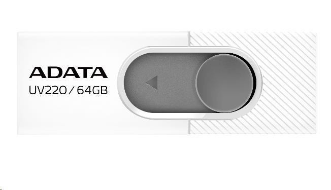 ADATA Flash Disk 64 GB UV220, USB 2.0 Dash Drive, fehér/szürke