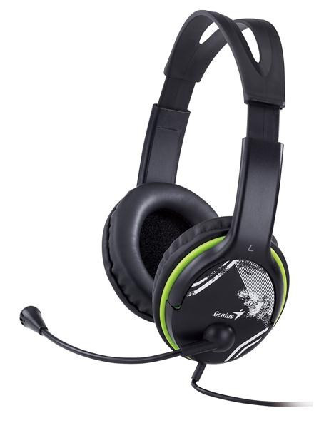 GENIUS fejhallgató mikrofonnal HS-400A, fekete-zöld