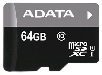 ADATA MicroSDXC kártya 64GB Premier UHS-I Class 10 + SD adapter