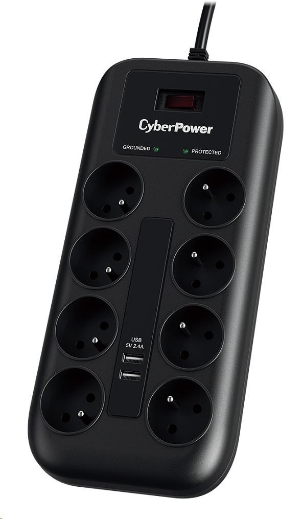 CyberPower Surge Buster™ 8 aljzat, 2xUSB, 1,8 m, új