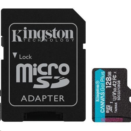 Kingston 128 GB microSDXC Canvas Go Plus 170R A2 U3 V30 kártya + ADP