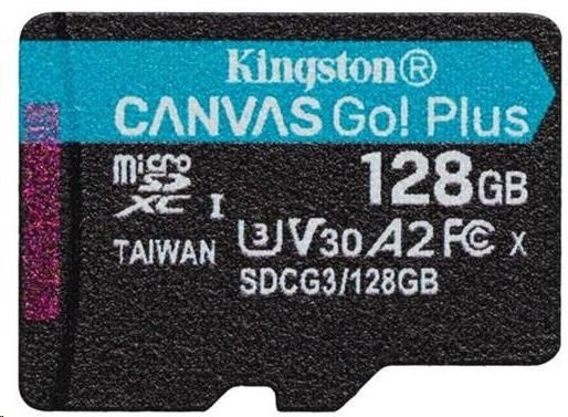 Kingston 128 GB microSDXC Canvas Go Plus 170R A2 U3 V30 Single Pack ADP nélkül