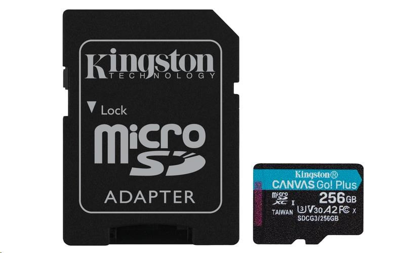 Kingston 256 GB microSDXC Canvas Go Plus 170R A2 U3 V30 kártya + ADP