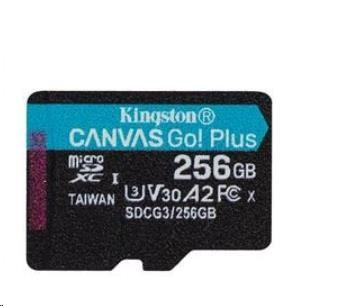 Kingston 256 GB microSDXC Canvas Go Plus 170R A2 U3 V30 Single Pack ADP nélkül
