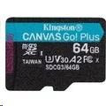 Kingston 64 GB microSDXC Canvas Go Plus 170R A2 U3 V30 Single Pack ADP nélkül