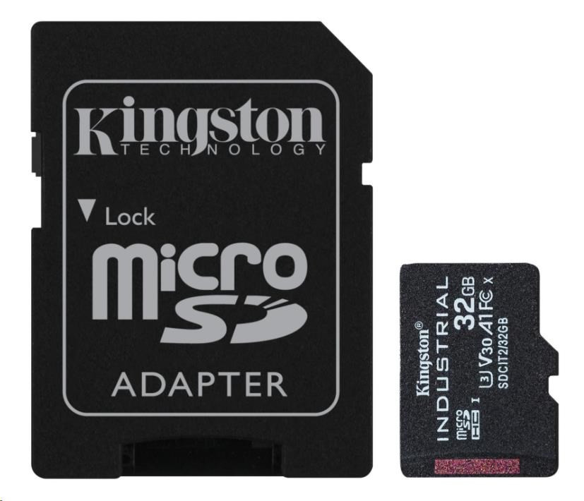 Kingston 32 GB microSDHC Industrial C10 A1 pSLC kártya + SD adapter