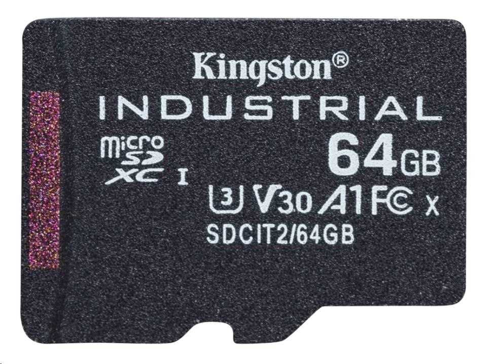 Kingston 64 GB microSDXC Industrial C10 A1 pSLC kártya egy csomagban