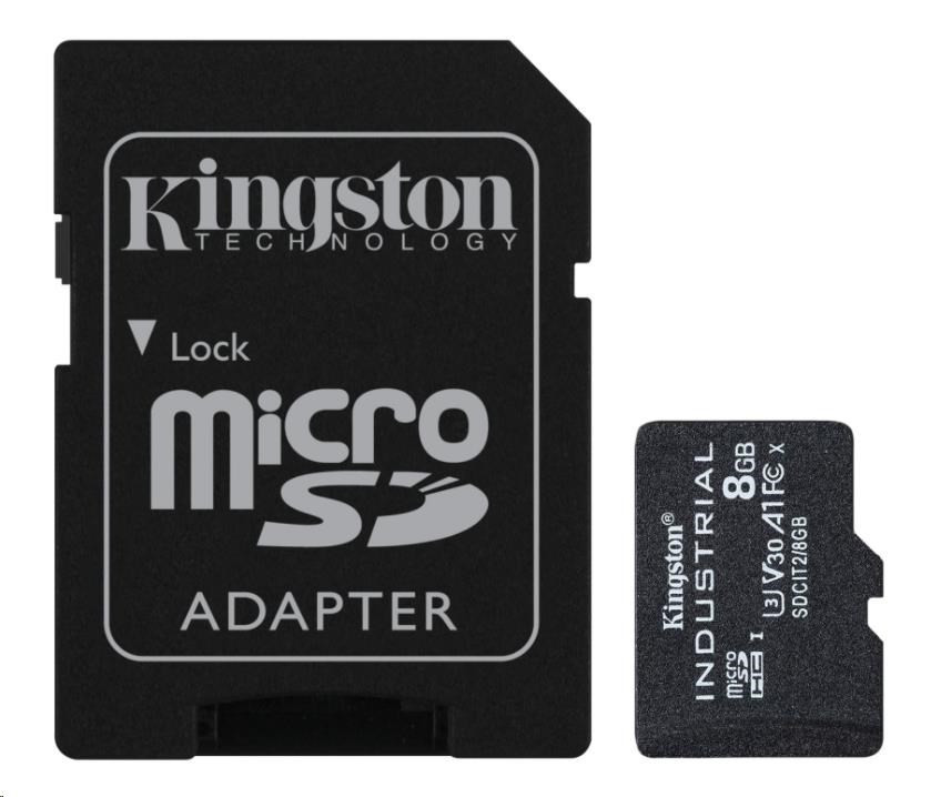 Kingston 8 GB microSDHC Industrial C10 A1 pSLC kártya + SD adapter