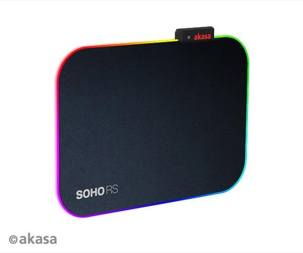 AKASA egérpad SOHO RS, RGB gaming egérpad, 35x25cm, 4mm vastagságú