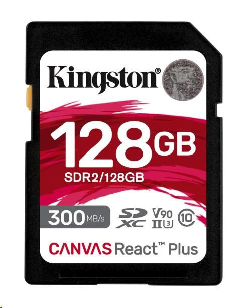 Kingston 128 GB Canvas React Plus SDXC UHS-II 300R/260W U3 V90 Full HD/4K/8K formátumhoz