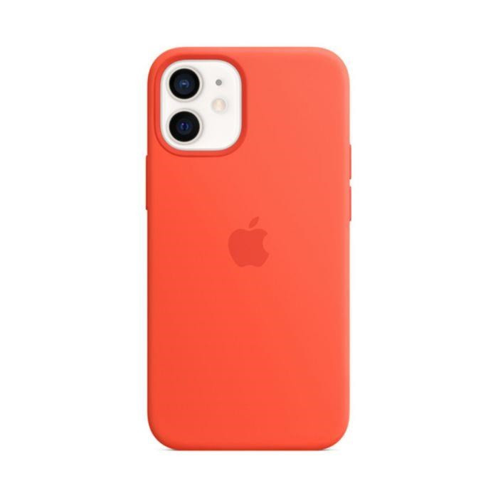 Apple iPhone 12 mini szilikon tok MagSafe-talppal - Elektromos narancssárga