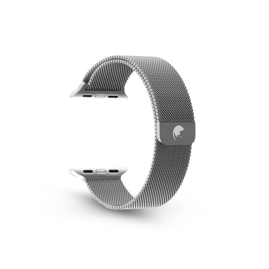 RhinoTech acél szíj Milanese Tension az Apple Watch 42 / 44 / 45mm-es órájához Ezüst