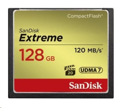 SanDisk Compact Flash kártya 128GB Extreme (R:120/W:85 MB/s UDMA7)