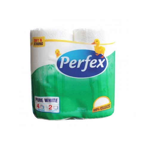 WC-papír Perfex plus 2vrs. fehér 100% cellulóz 4 tekercs / csak csomagonként eladó