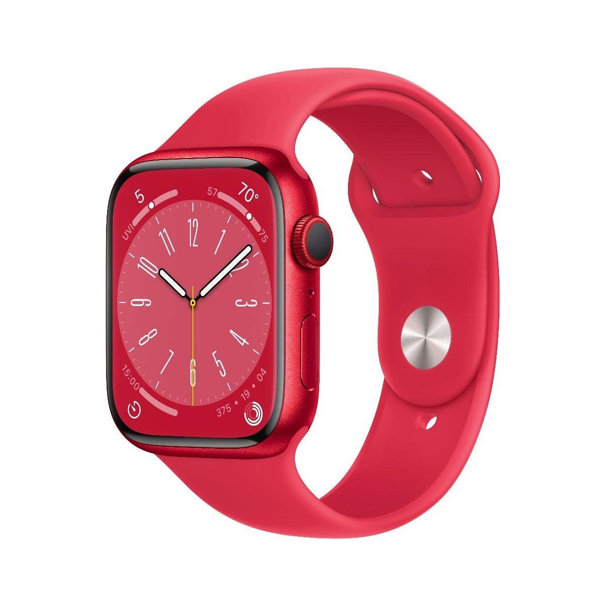 APPLE Watch Series 8 GPS Cellular 45mm (PRODUCT)RED Alumínium tok piros sport szalaggal - Regular
