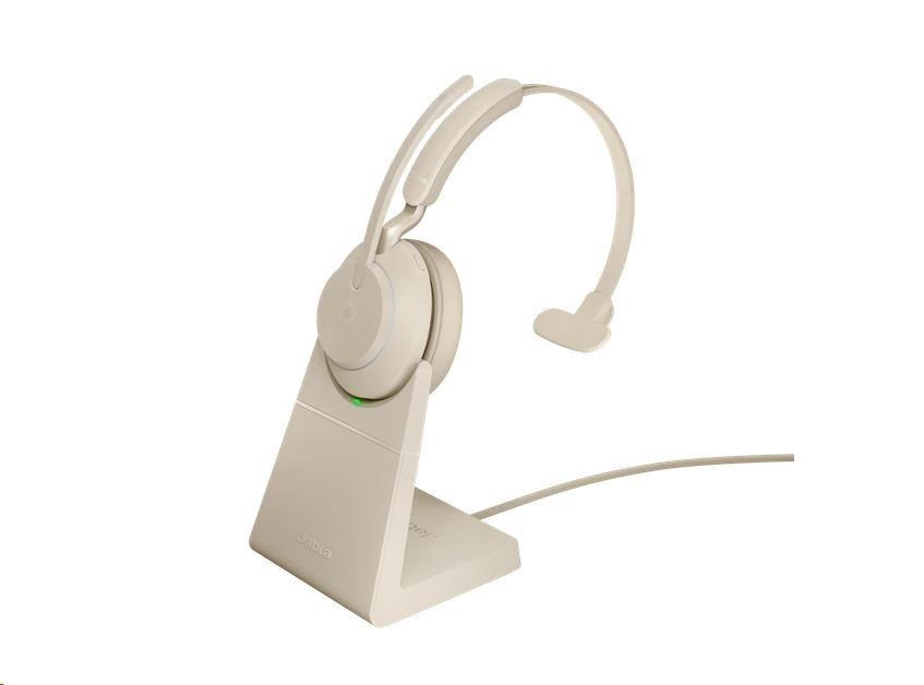 Jabra headset állvánnyal Evolve2 65, Link 380c MS, mono, bézs